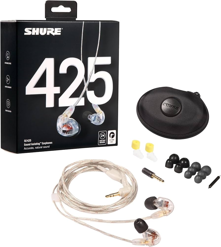 Shure SE425-CL casque Intra-aural Noir, Transparent - Casques