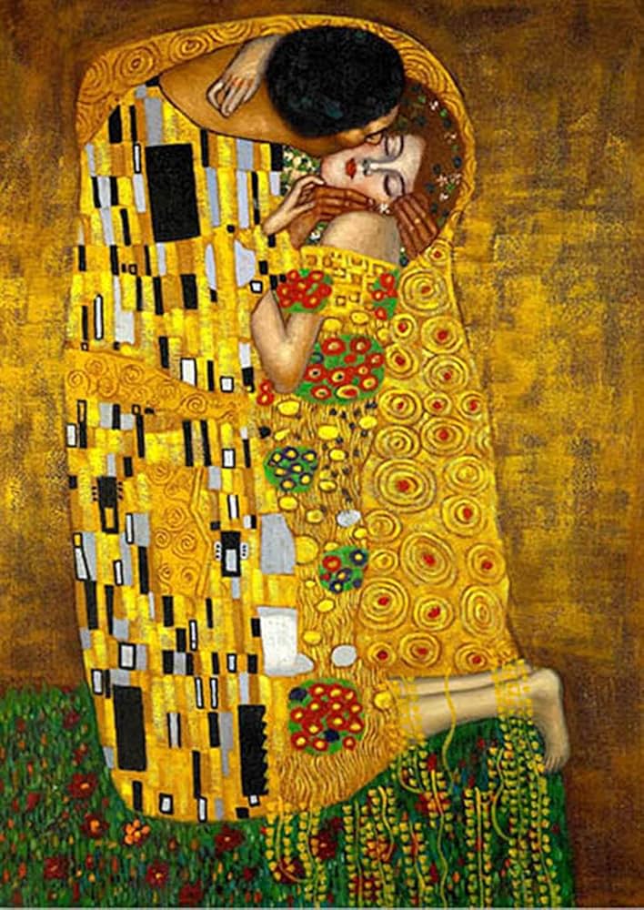 Gustav Klimt 愛の絵画 大きい金色フレーム Gustav Klimt 愛の絵画
