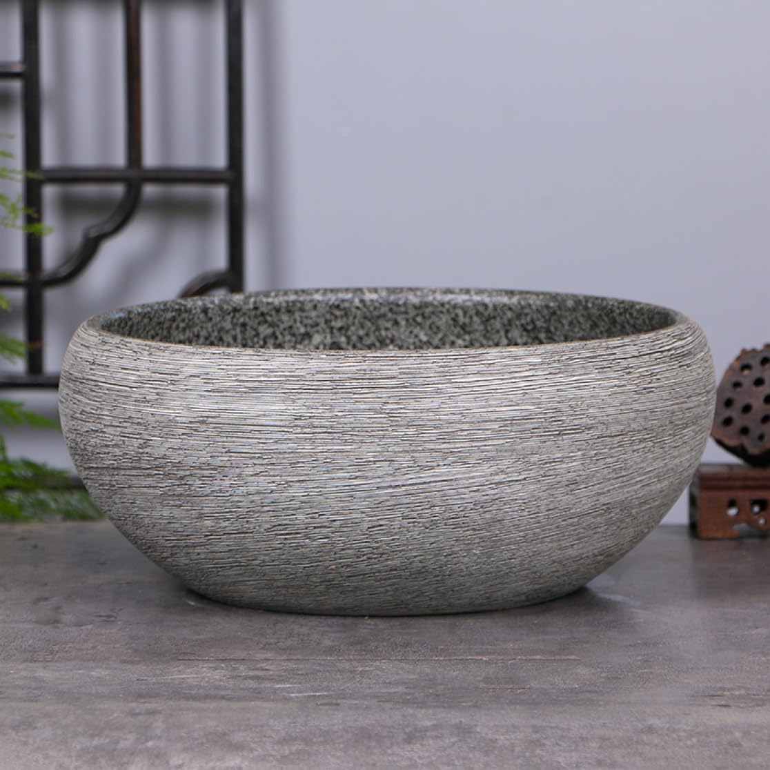 珍品 特大 水鉢 大鉢 花器 大皿 作者不明 直径63cm オブジェ 珍品 特大