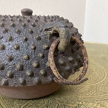 珍品鉄瓶風陶器製時代古水指壺焼物〈検 古備前茶道具古常滑