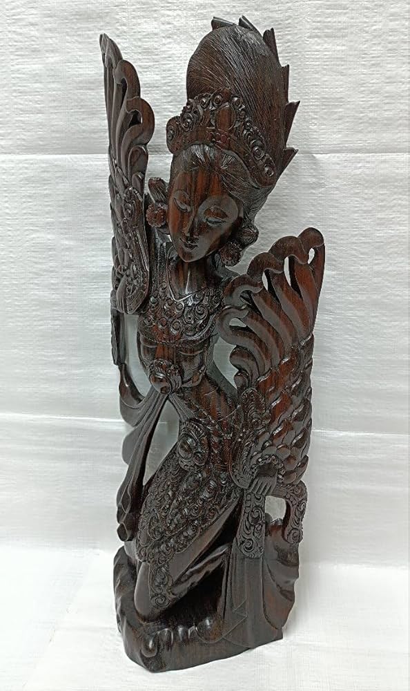 Amazon.co.jp: バリ島縞黒檀製木彫り女神舞踊彫刻置物高さ53cm極上品