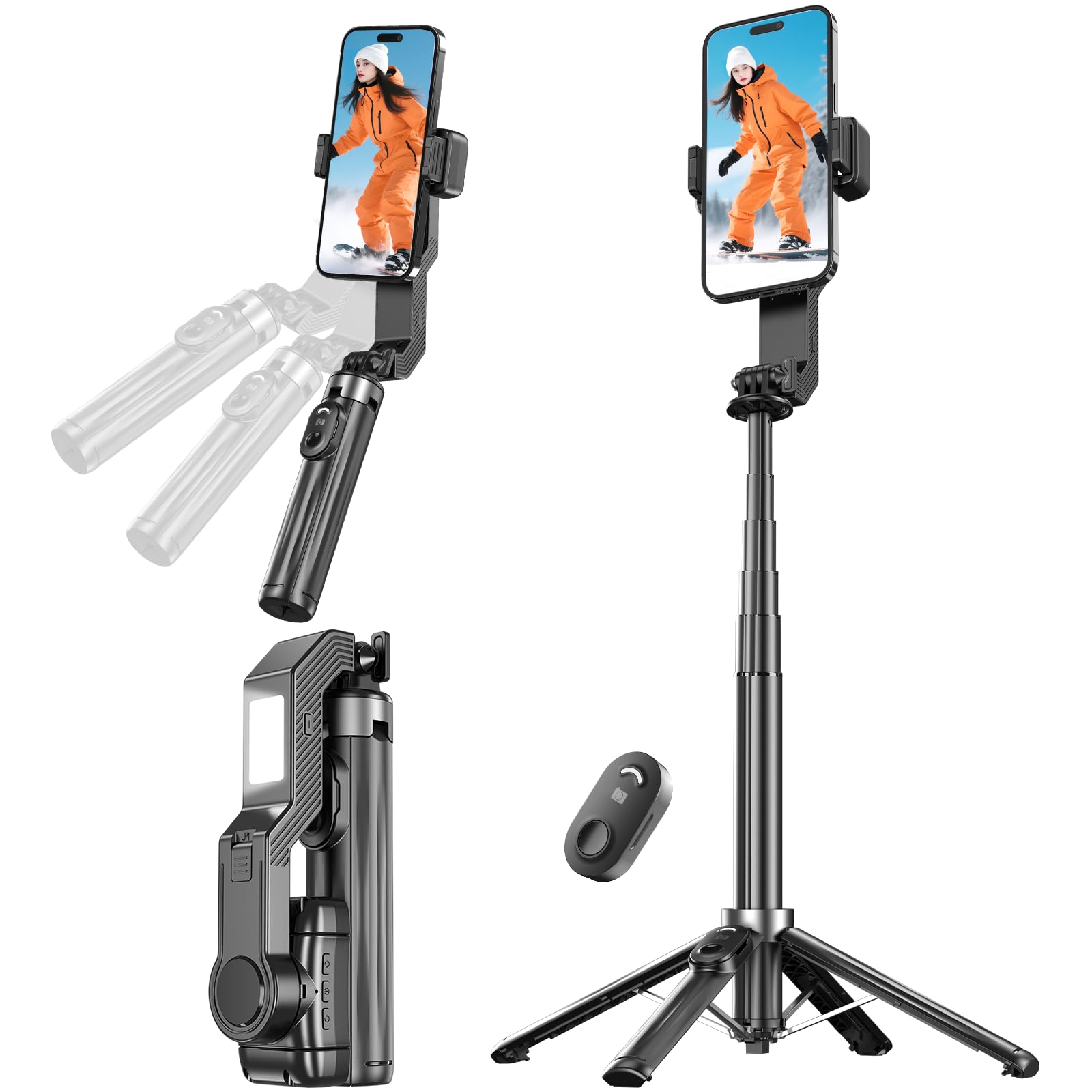 Amazon | Seeshopo ジンバル自撮り棒 手ブレ防止スタビライザー スマホ