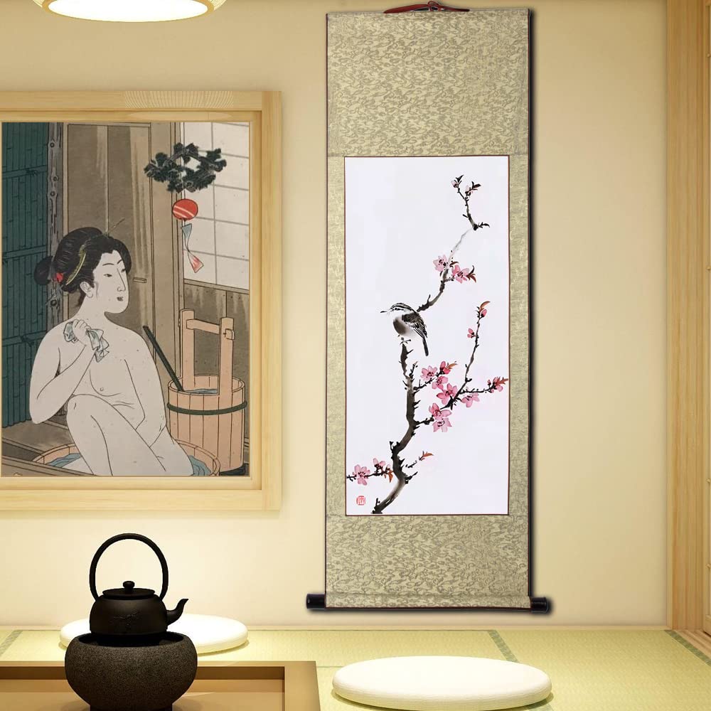 美品 開運 縁起物 五穀豊穣 繁盛 軸 雪 絵 中国 風水 四柱推命