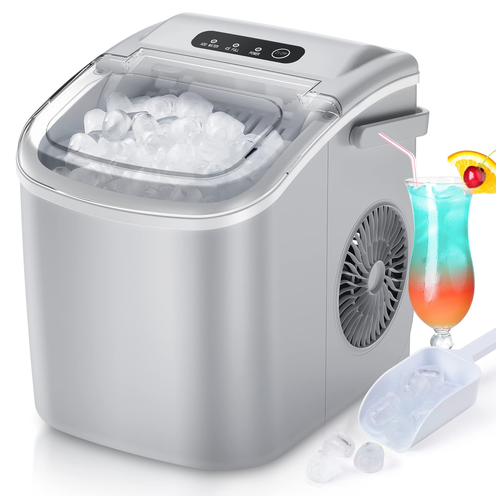 WIE 小型 自動 製氷機 最短6分 1.3L水タンク 氷保管量600g