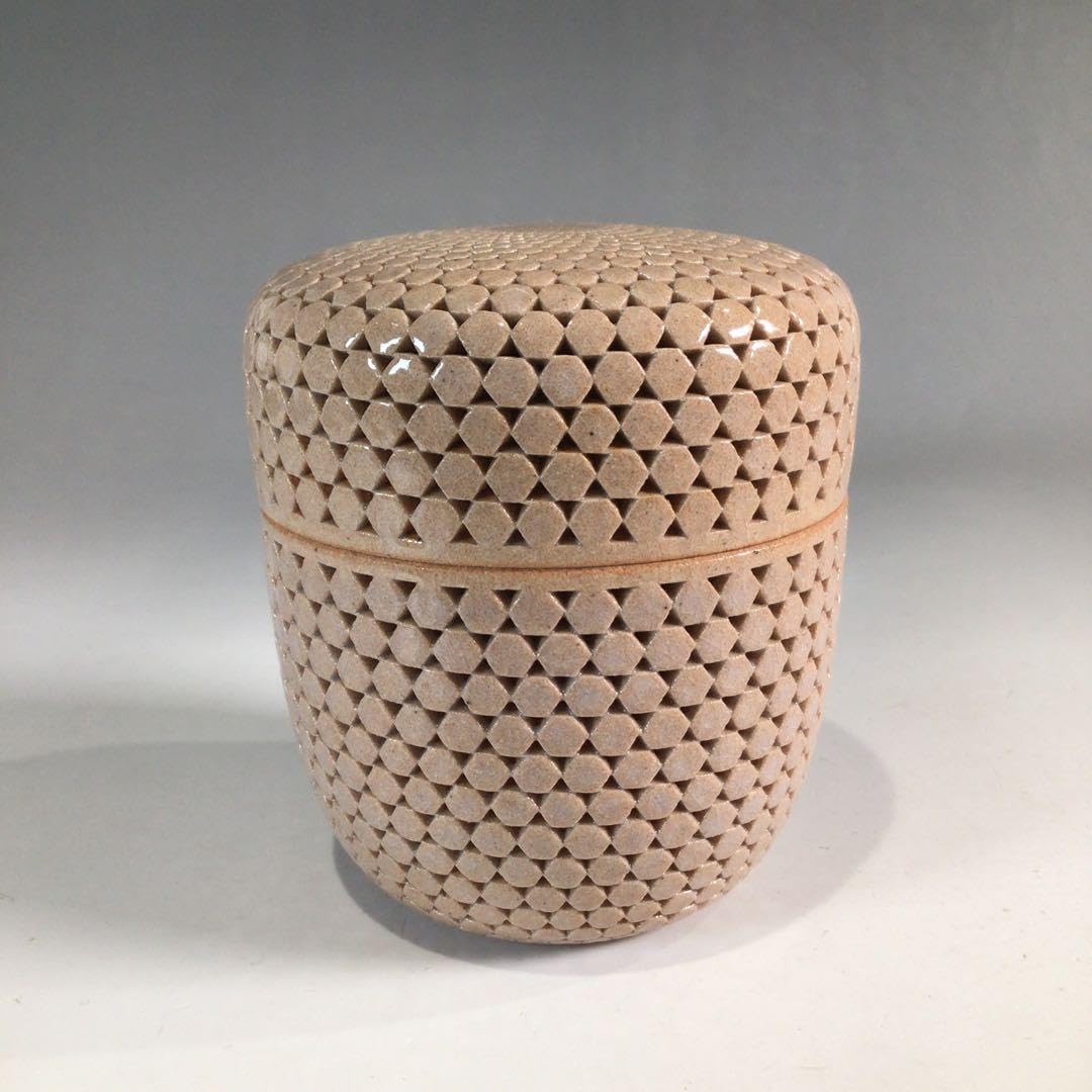 極上細密細工の傑作 廣澤 洋海 最上位作 萬亀香合 共箱 共布 萩焼 茶道具