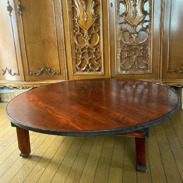 昭和 古家具 円形 円型 木製ちゃぶ台 ビンテージテーブル あ44 レトロ