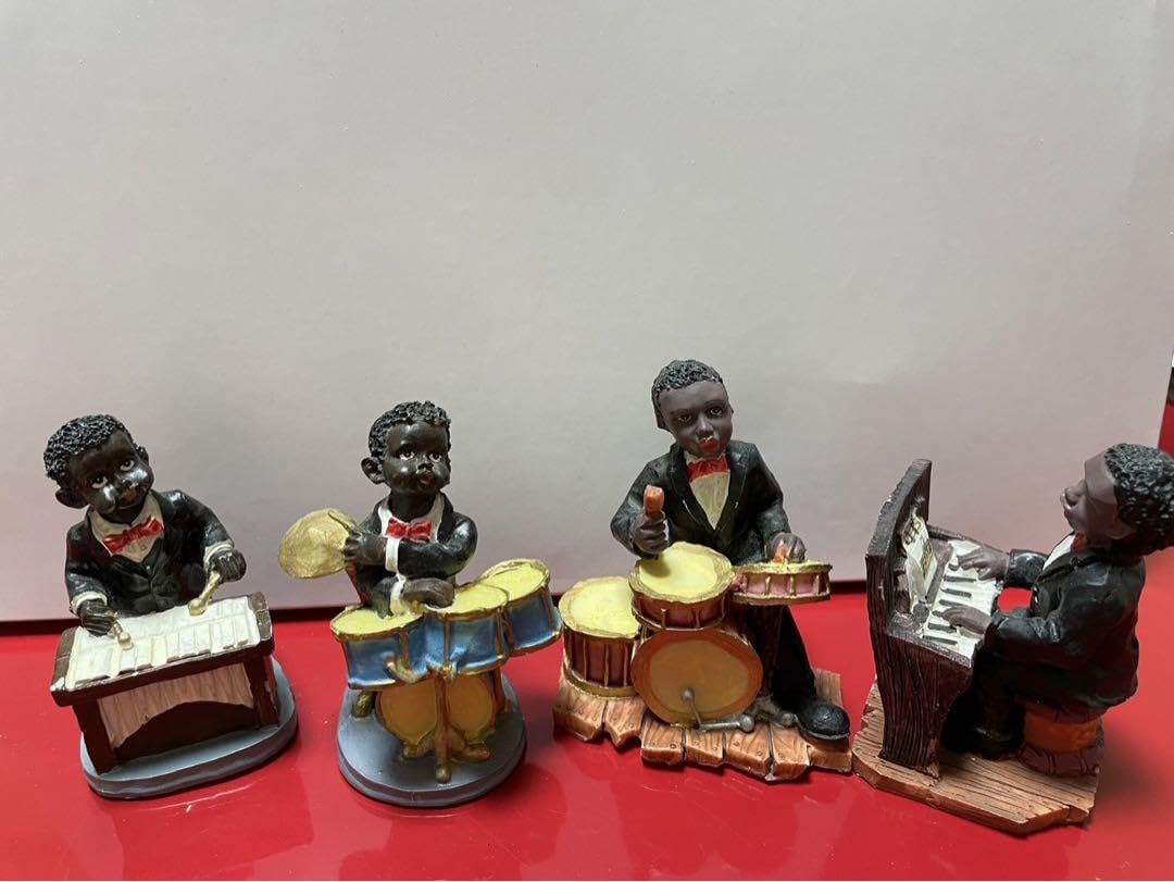 HG310] ジャズバンド 置物 人形 JAZZ レトロ フィギュア 黒人 レア