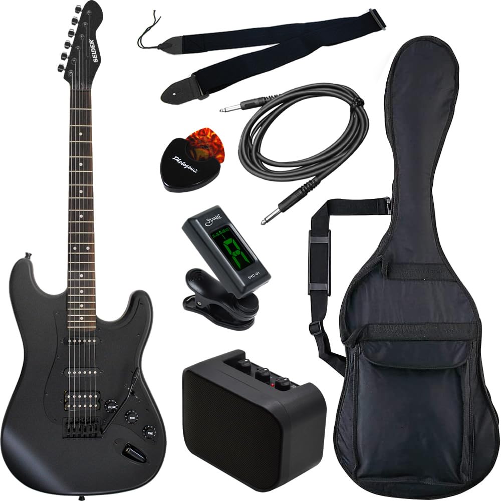 美品 SELDER 初心者向けエレキギター ストラトキャスター ブラック 黒