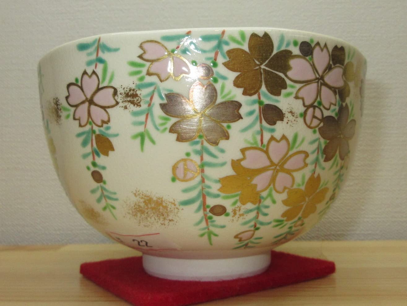 お*母様 抹茶碗 文月和香 四季の華 桜菊梅楓椿 金彩銀彩 抹茶碗 文月