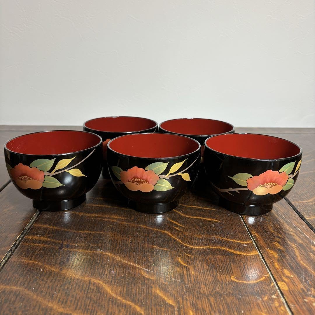 Amazon.co.jp: 高級漆器会津塗 汁椀5客セット 亀仙工房祥