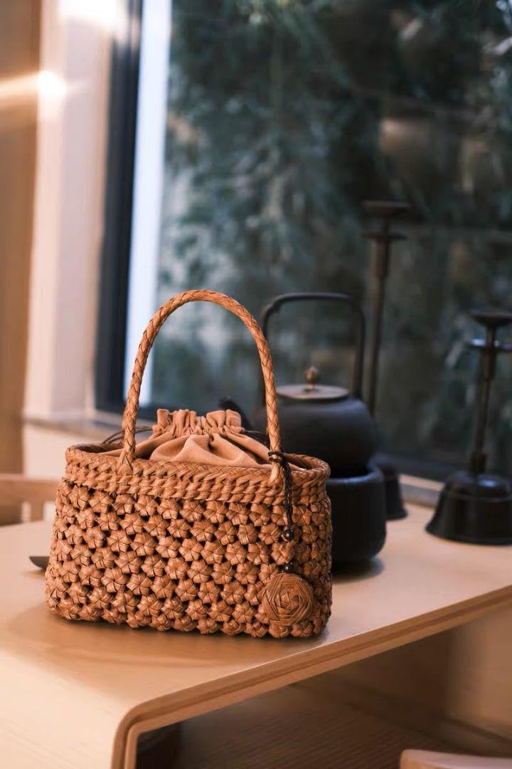 山葡萄 購入 籠 バッグ 天然素材 編み込みかごバッグ 和柄内布