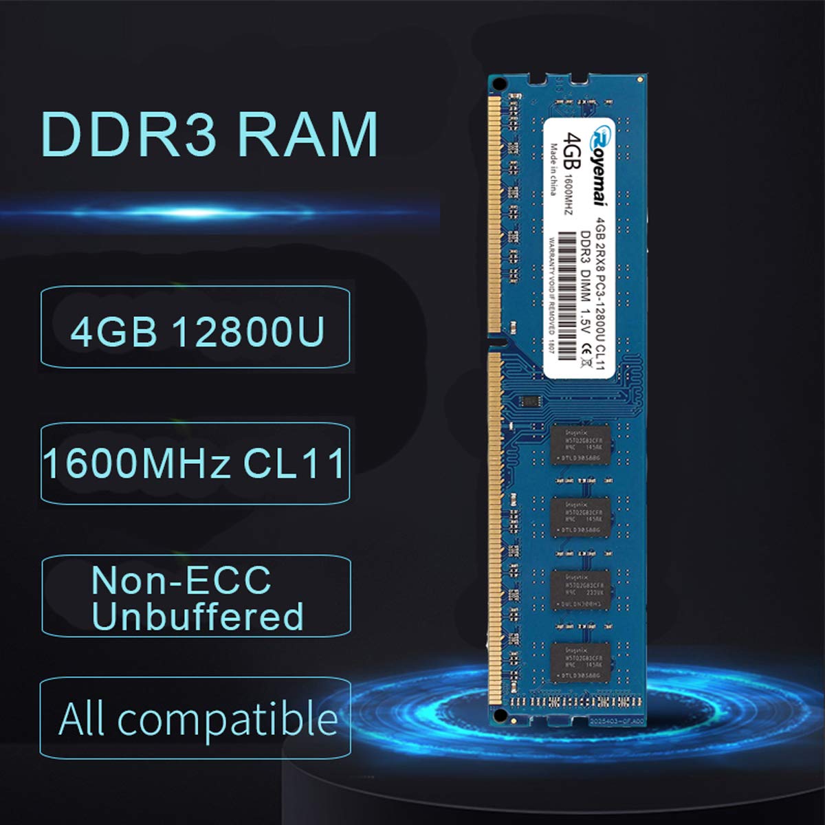 Amazon.com: 8GB Kit (2X4GB) DDR3 1600MHz PC3-12800U 4GB 2Rx8 240