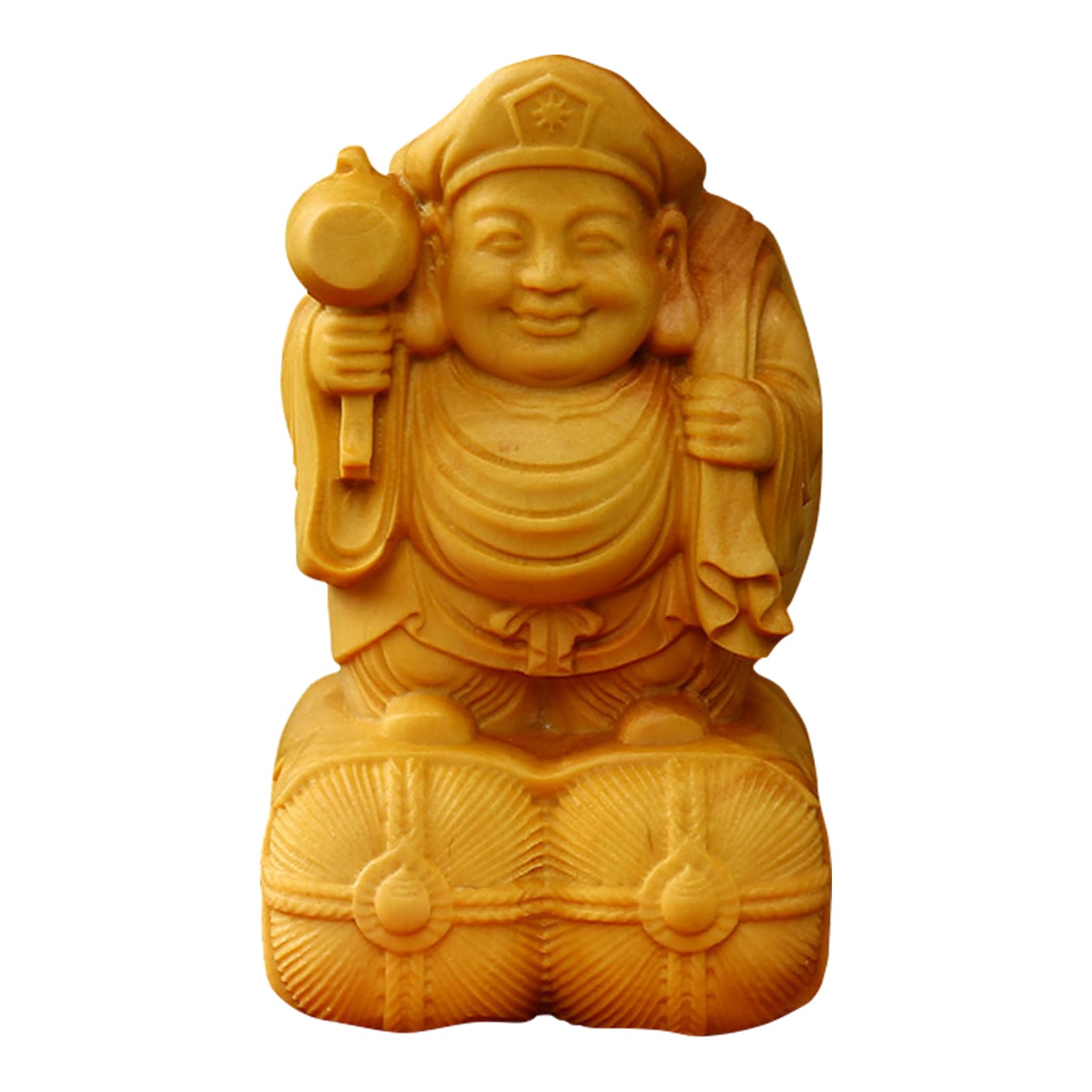 木製彫刻 笑顔の像 約60cm 恵比寿天 七福神アンティーク和室床の間