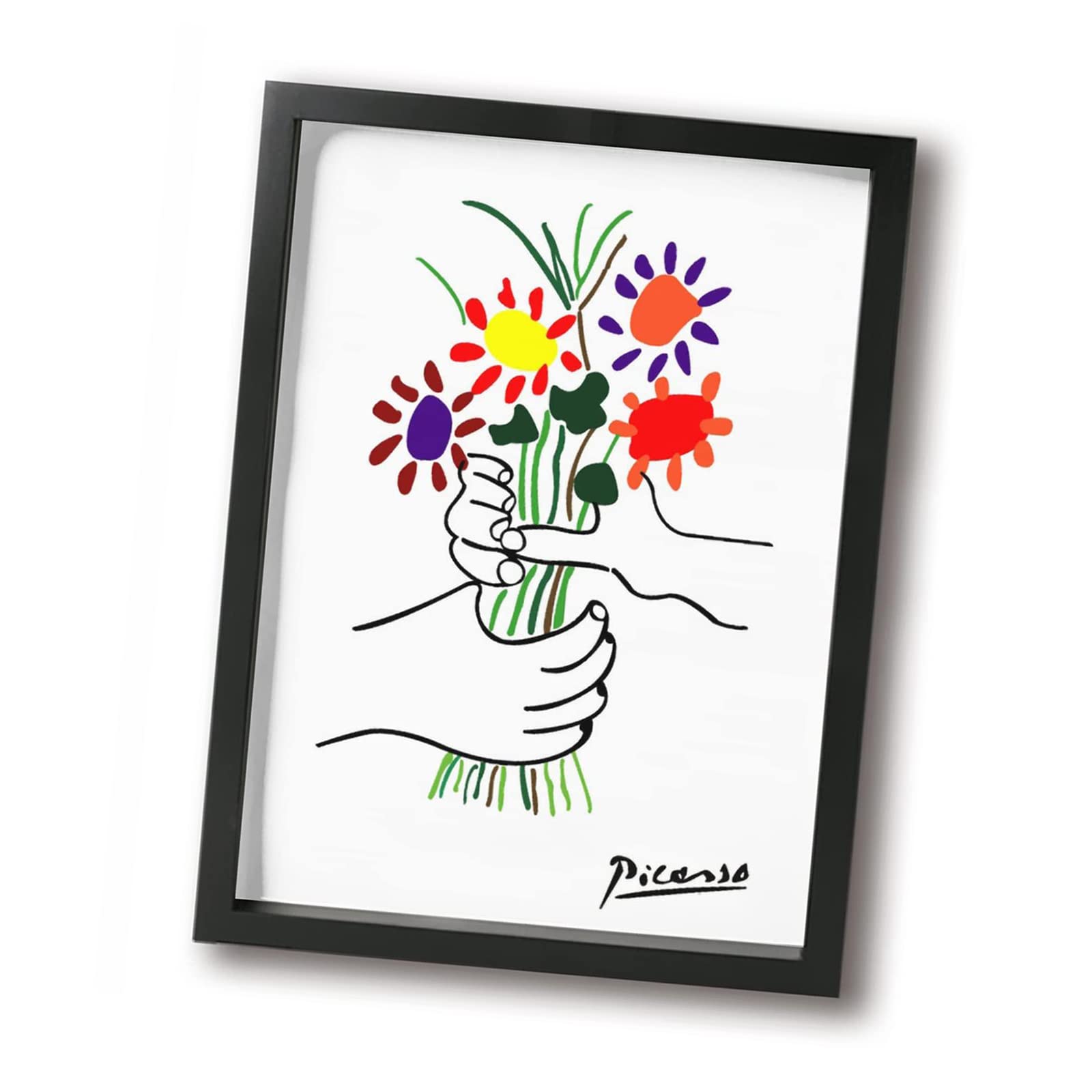 パブロ・ピカソ アートフレーム 花束を持つ手 花と鳩 青年たちのロンド