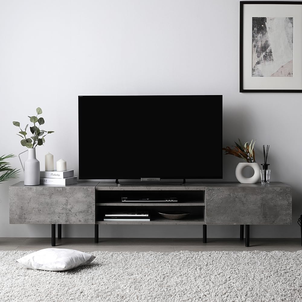 グレー テレビボード 3つの引き出し付き Amazon｜RASIK テレビ台 55型