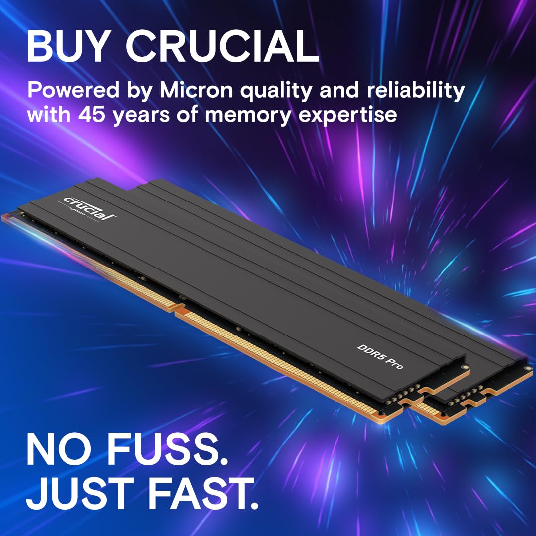 Crucial Kit Pro RAM DDR5 de 32 GB (2 x 16 GB), 5600 MHz (ou 5200