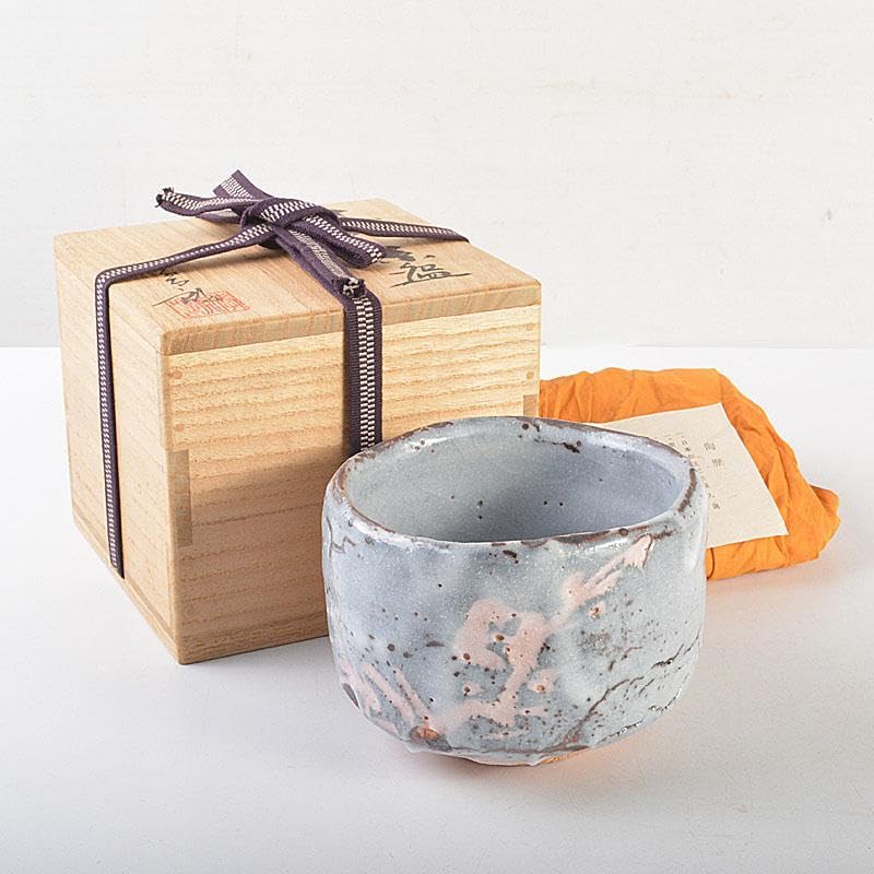 各務周海 志野茶碗 共箱 恵那窯 約13×7cm 未使用に近い 各務周海 志野