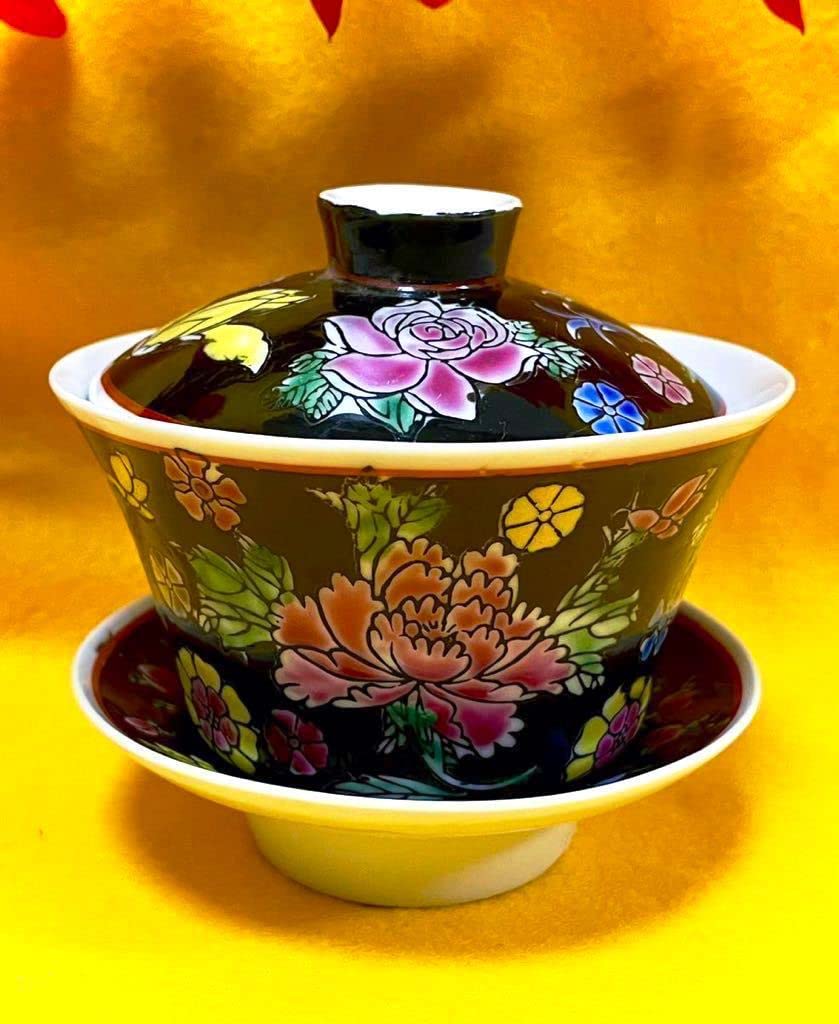 未使用品 鳳紋竜紋三才蓋碗 中国茶器 景徳鎮 蓋付き