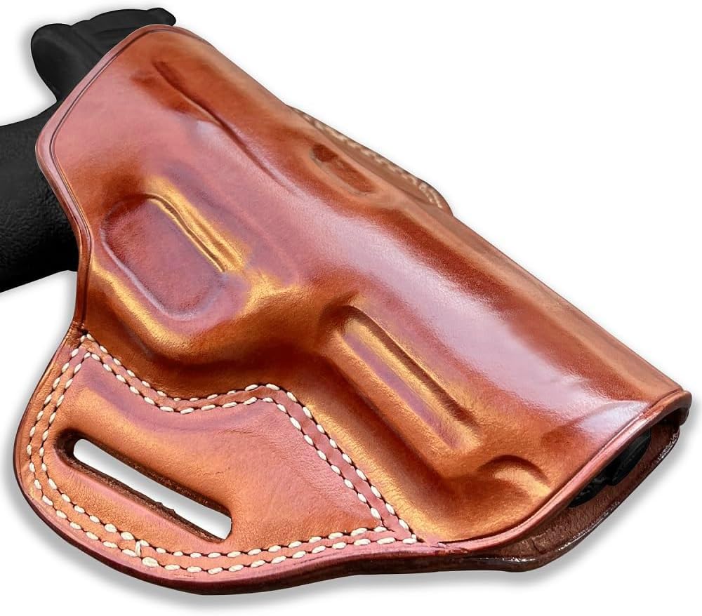 ブラウンレザー ホルスター スナップ付き ブラウンレザー ホルスター