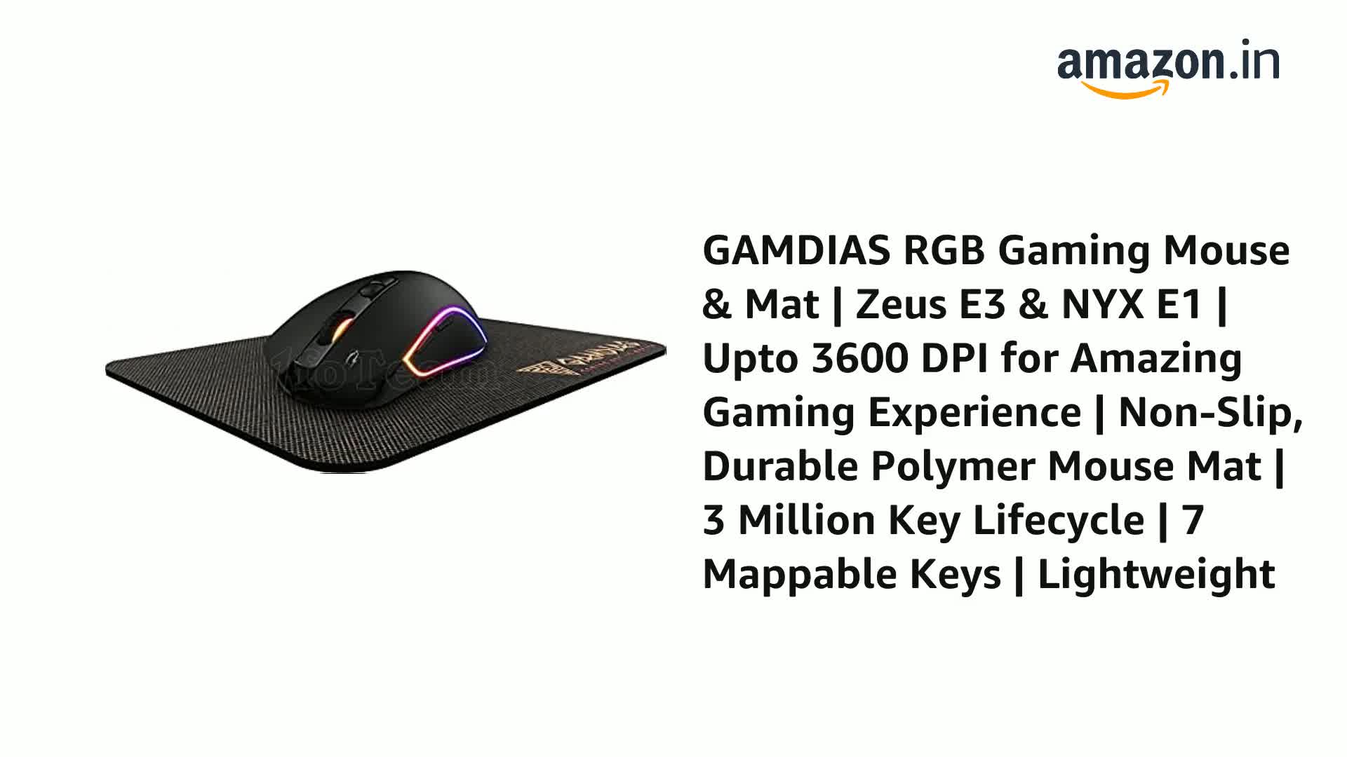 Amazon.in: Buy GAMDIAS RGB Gaming Mouse & Mat | Zeus E3 & NYX E1