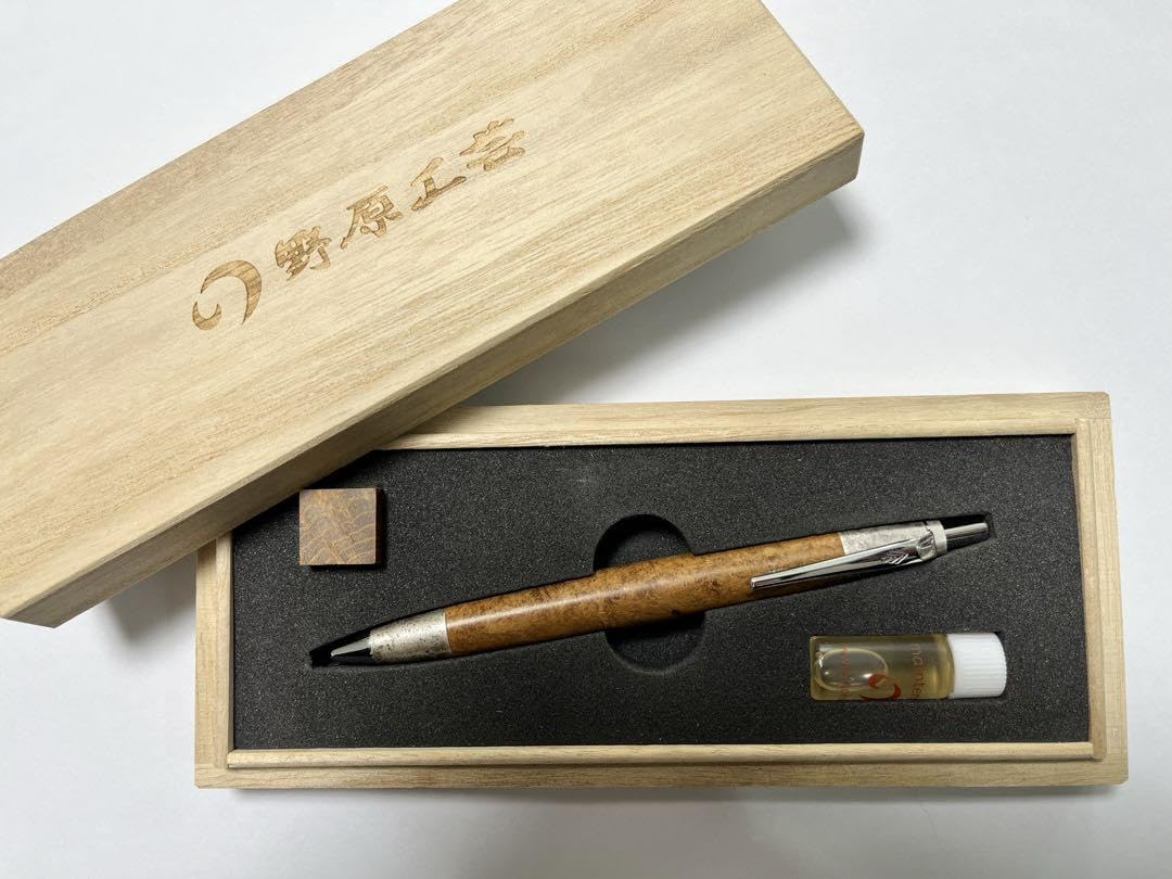 野原工芸特上チーク瘤ボールペンロータリーSANZOクリップゴールド