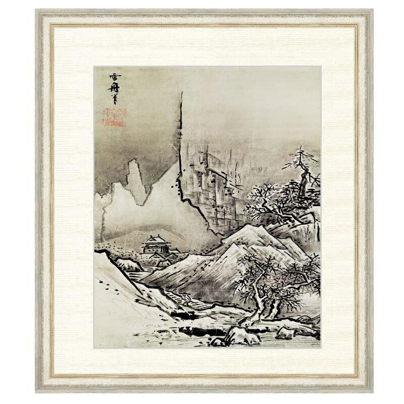 水墨画 雪景色 山水画 日本画 冬・梅 2点セット 水墨画 雪景色 山水画 日本