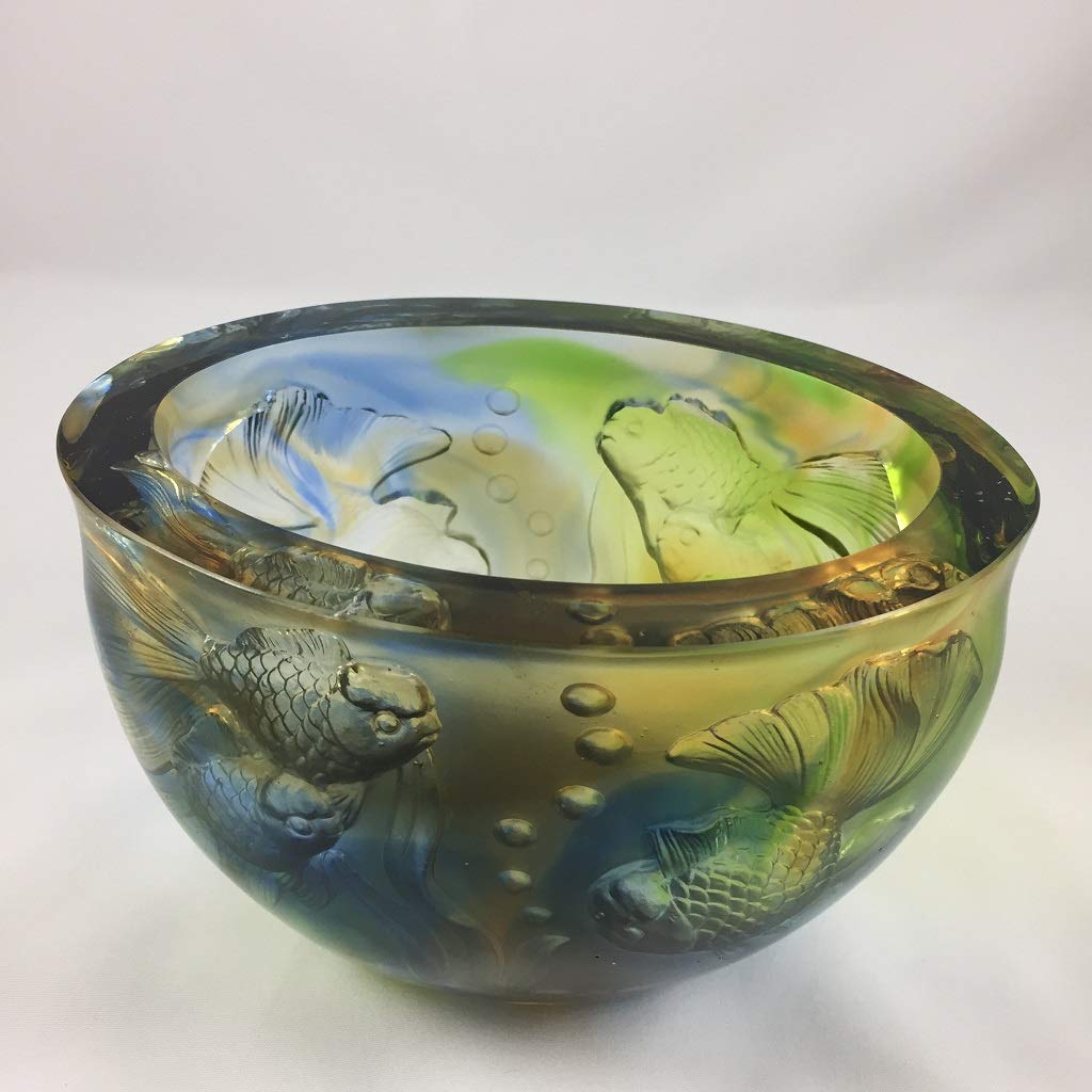 金箔装飾の緑色ガラスボウル ユニークな星型のガラスボウル – バナル