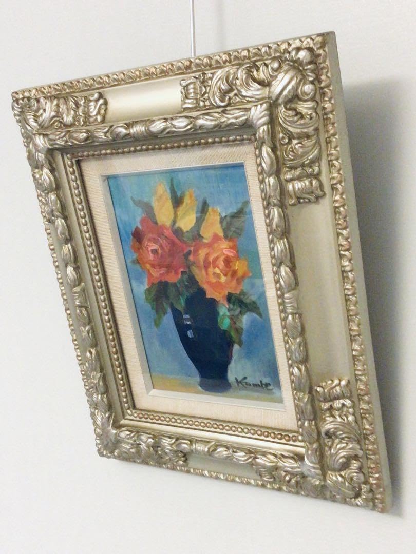 ○真作保証○日展特選・洋画家・神戸文子○薔薇・油彩画