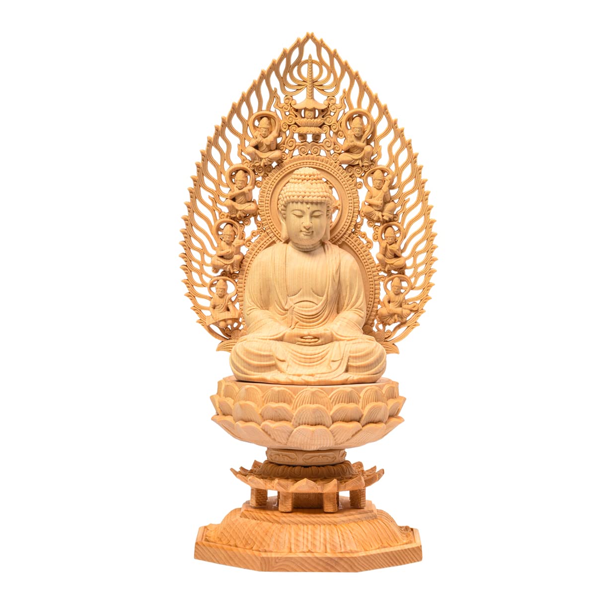 修縁堂】仏教工芸品 彩繪 金箔 釈迦牟尼 仏教美術 置物 仏壇 仏像