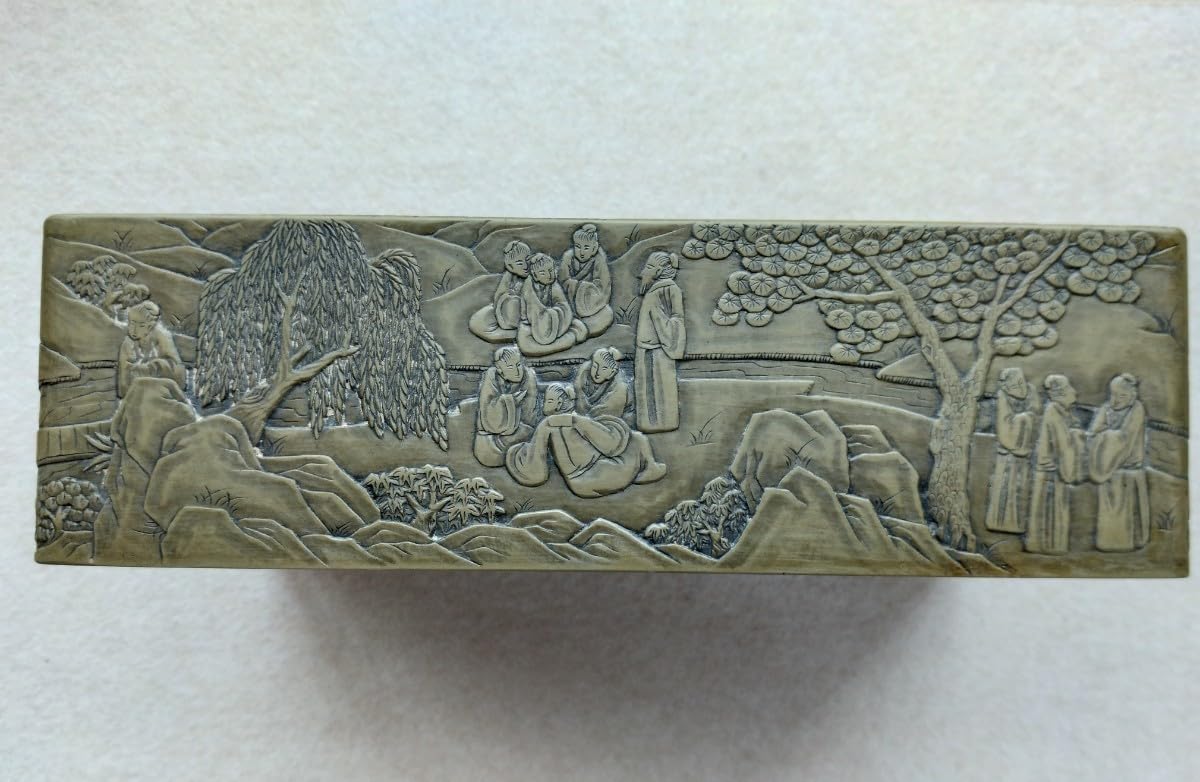 龍彫刻端渓硯 / 乾隆 小山 鄒一桂 / 清朝唐物中国書道具文房四宝 / 箱