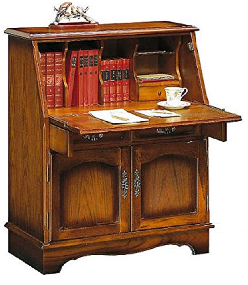 karimoku】文机 ライティングデスク レトロ 書斎机 収納付き 木製