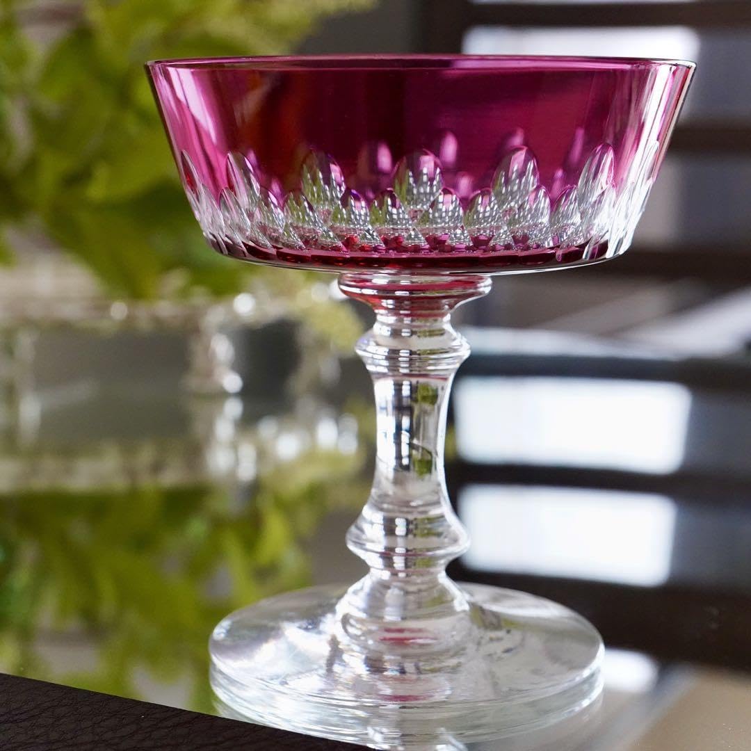 バカラ最高級シリーズ ツァーシャンパンクープ （赤）共箱 高さ27.2