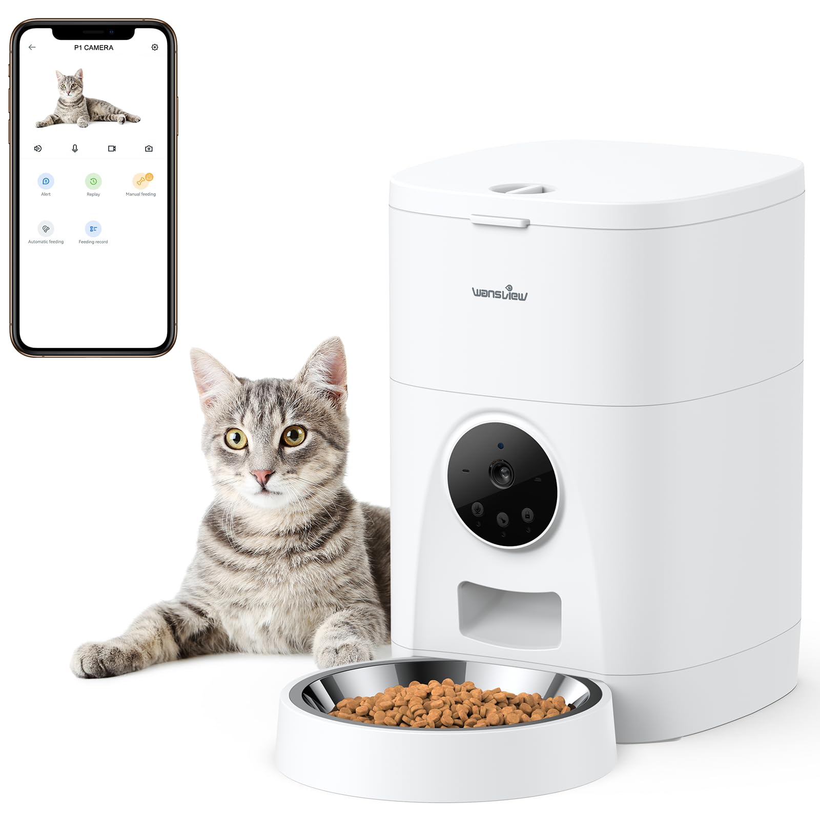 Amazon.co.jp: Wansview自動給餌器 猫犬 300万画素カメラ付き 4L大容量