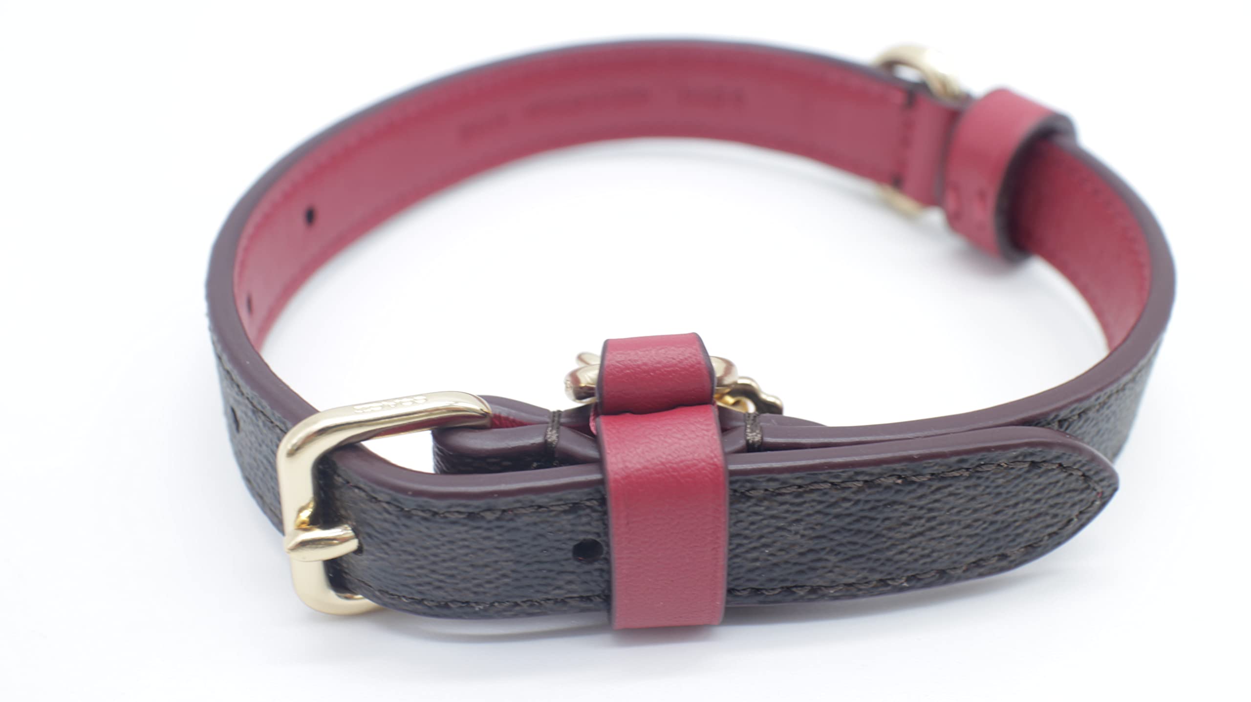 コーチ ドッグカラー レザー ハート型チャーム 犬用首輪 Mサイズ