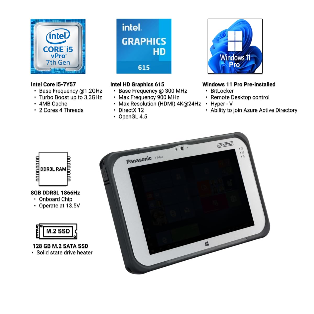 Amazon.com: Panasonic Toughpad FZ-M1 MK3, Rugged Tablet, 7'' WXGA