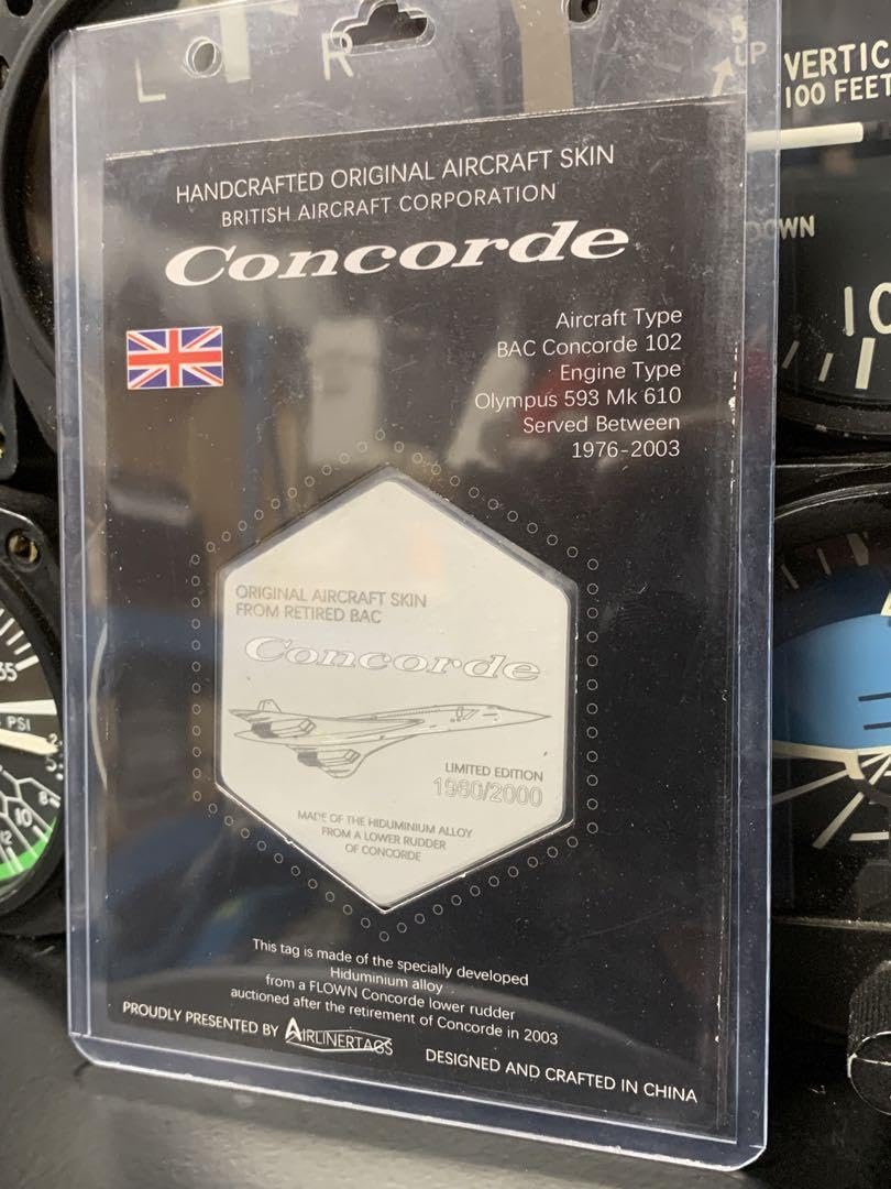 超音速旅客機 コンコルド 垂直尾翼 タグ 六角形 裏彫刻 英国航空 実機
