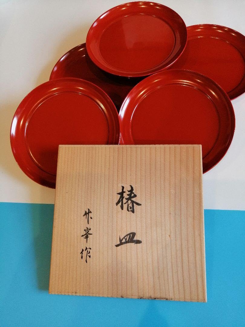 国産 浄法寺塗 木製 漆器 椿皿 楪子 銘々皿 溜塗 懐石 茶道具 5枚