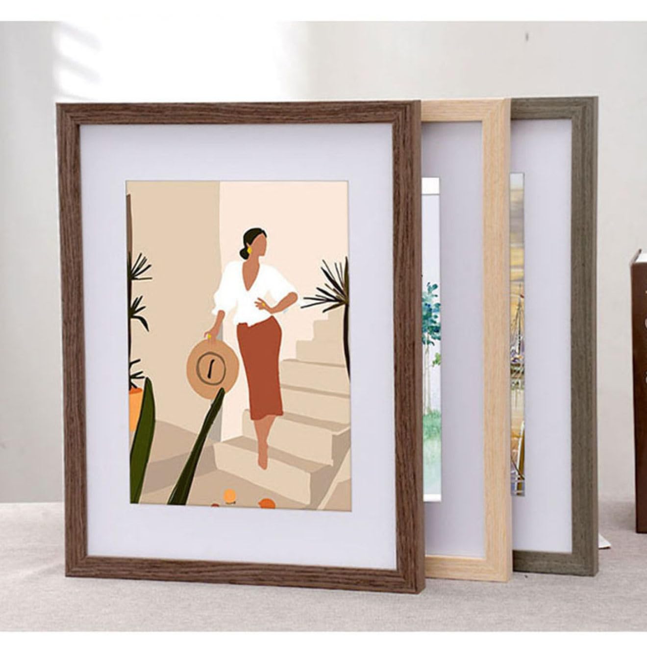 日本画 女性の肖像 木製フレーム付き 日本画 女性の肖像 木製フレーム