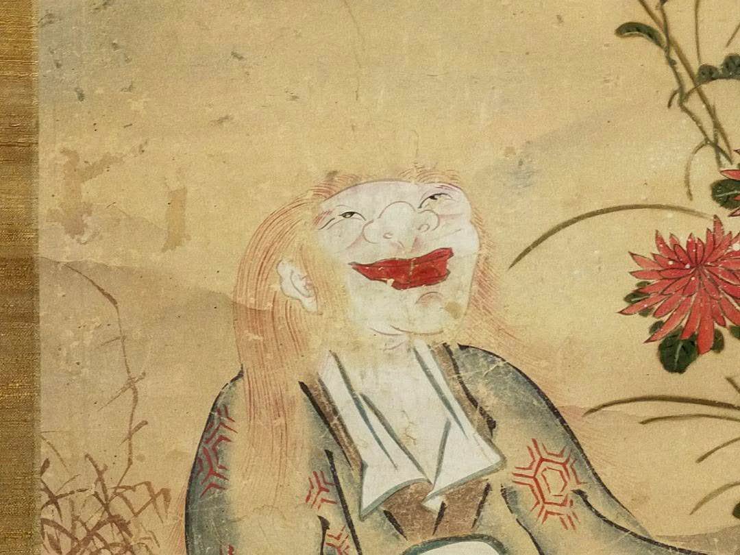 ♥中国 人物 掛軸 【昌佑】 掛け軸 骨董 古玩 アンティーク レトロ