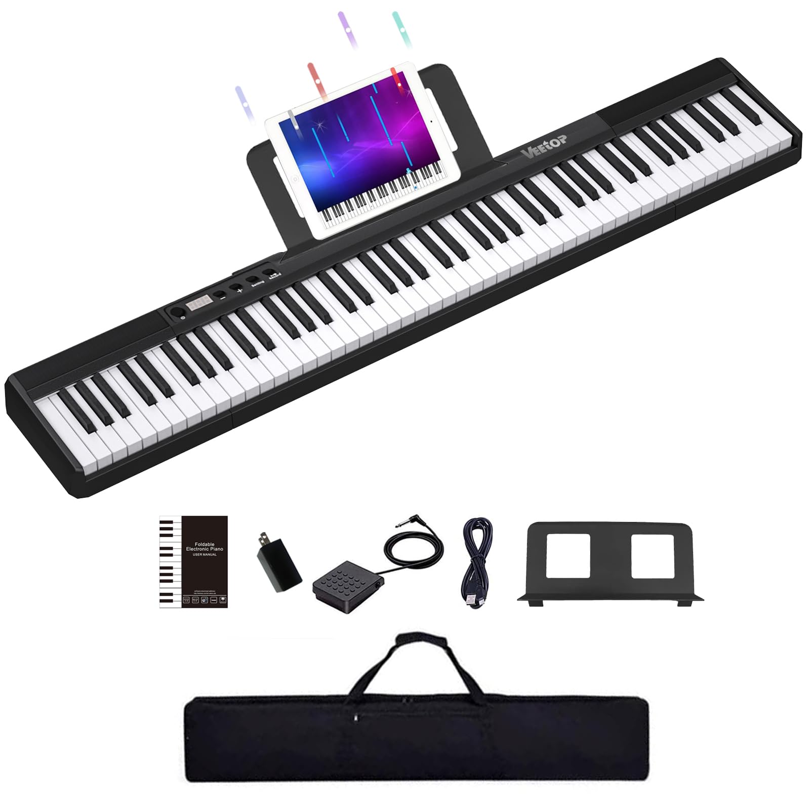 VEE TOP 88鍵キーボード 本体と充電ケーブル Amazon | Veetop 電子
