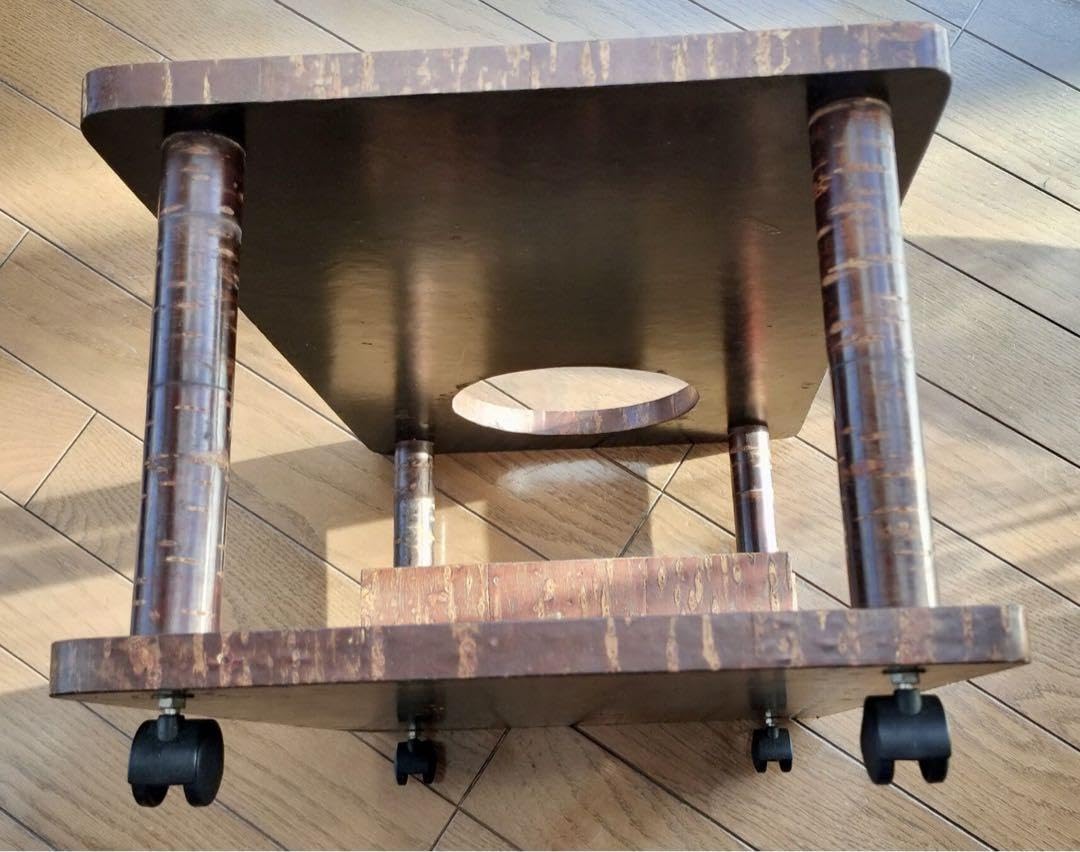 樺細工キャスター付きポットワゴン茶道具飾り棚ラック桜伝統工芸レトロ