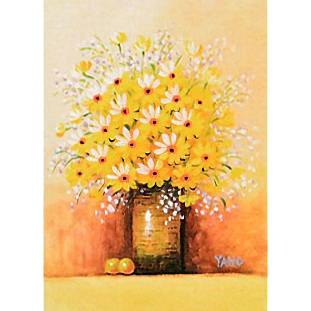 油絵 よっこ確認 ピンクとオレンジ色の花を差した花瓶 油絵よっこ様
