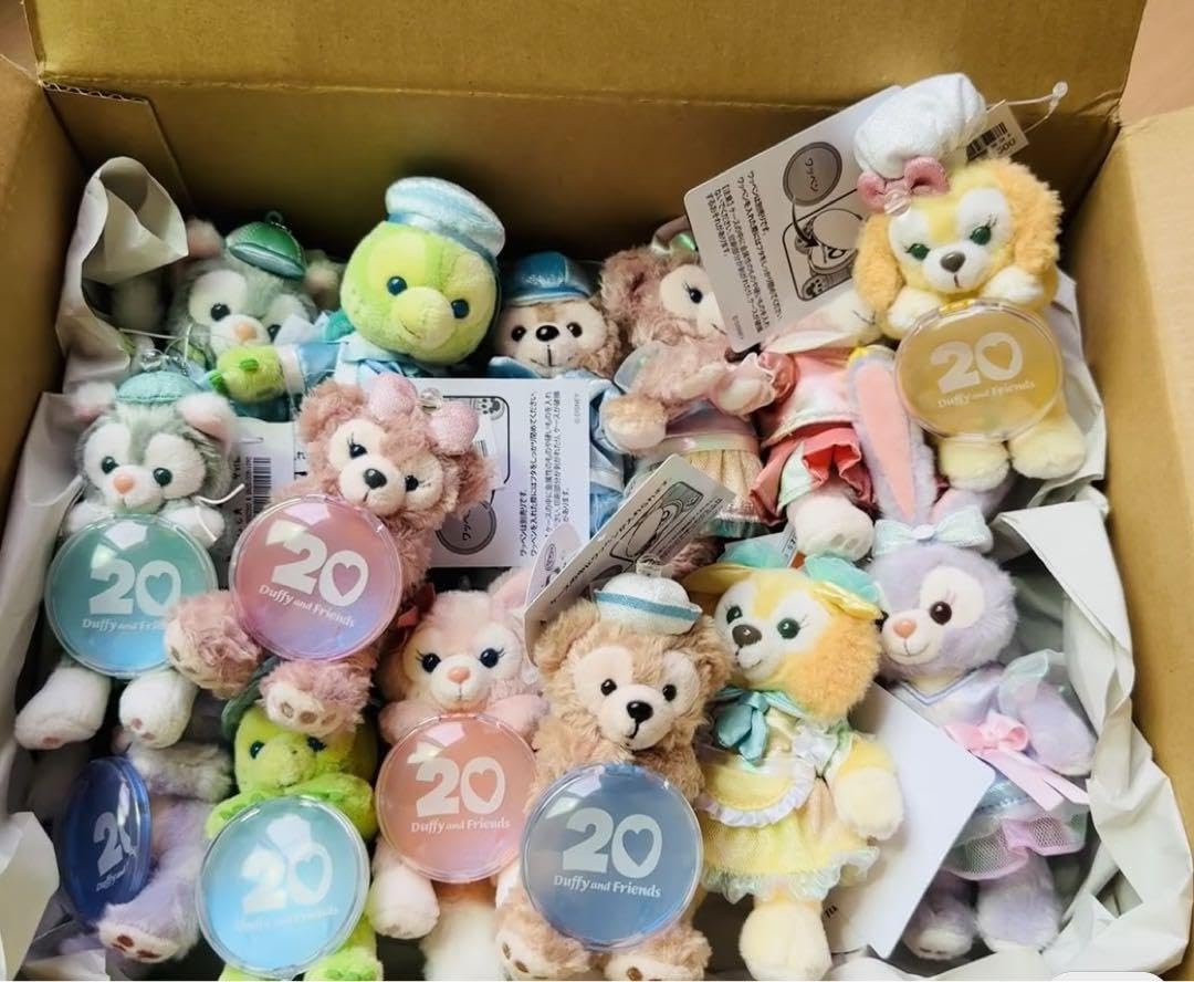 ダッフィー&フレンズ 20周年 カラフルハピネス ぬいぐるみバッジ 7点