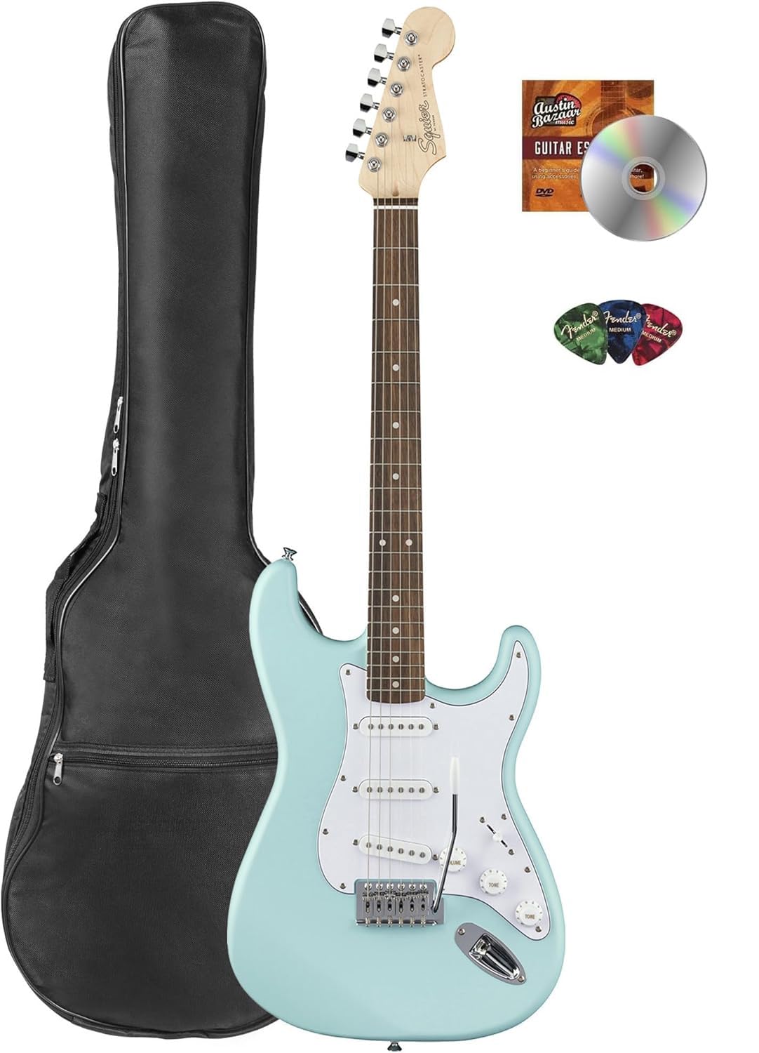 Amazon.com: Fender Squier Stratocaster Electric Guitar - Daphne