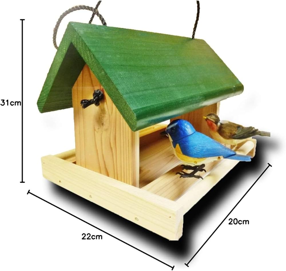 Amazon.co.jp: 野鳥用餌台（バードフィーダー） グリーンの小屋根が