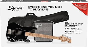 Amazon.com: Squier Affinity Series Precision Bass Pack, Black