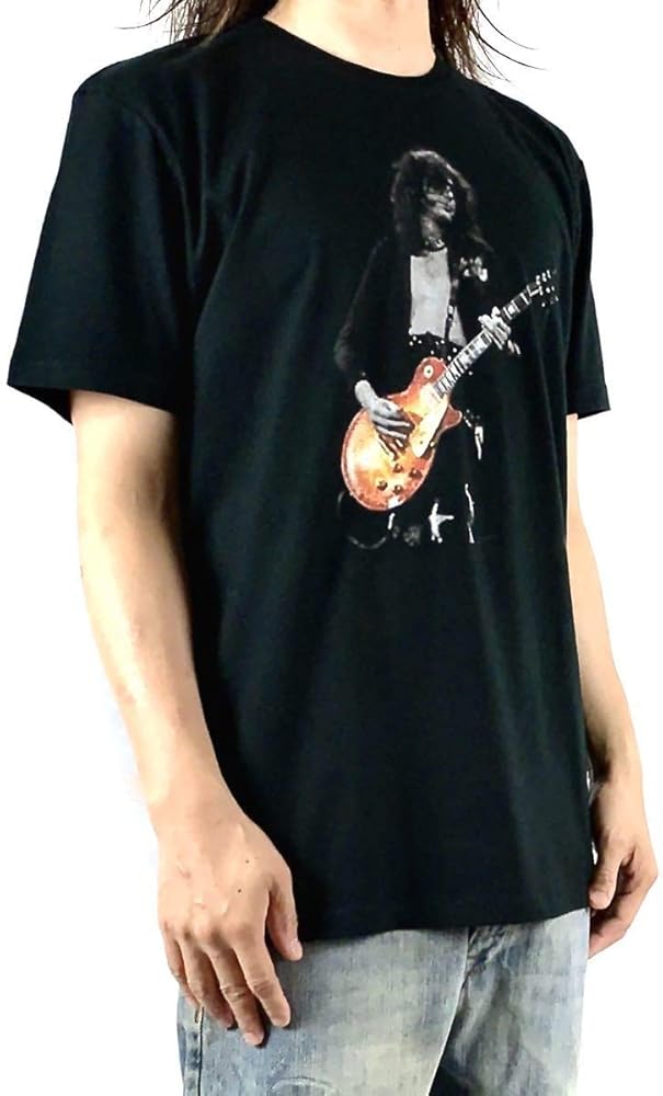 ギター FAMOUS GUITARS Tシャツ メンズL ジミーペイジ Amazon | レッド