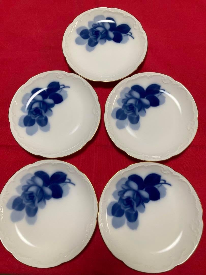 未使用 大倉陶園 ブルーローズ 20cm ケーキ皿 5枚セット！
