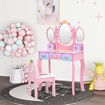 Amazon｜ドレッサー おままごと 姫系 可愛い 子供ドレッサー メイク台