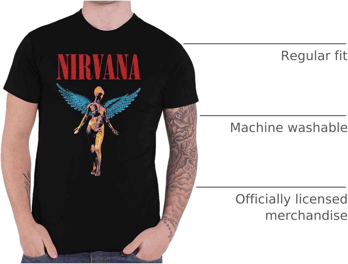 Amazon.com: Nirvana T Shirt In Utero Angelic Band Logo Official